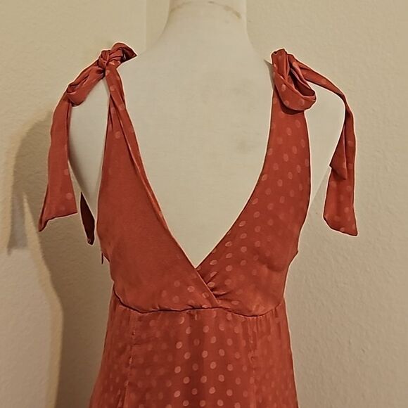 Show Me Your Mumu Arlene Dress Sangria Silky Dots Print Midi High Waist … - Picture 6 of 12